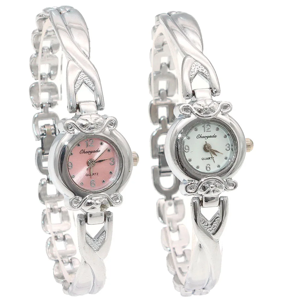 Reloj de pulsera de acero inoxidable para mujer y niña, pulsera de cuarzo, color plateado, varios colores, lote de 10 unidades