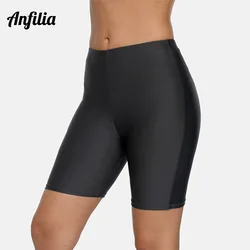 Anfilia Women Capris Swimming Trunks Ladies Bikini Bottom Sports Swimwear Briefs Slim Tankini Swimming Trunks