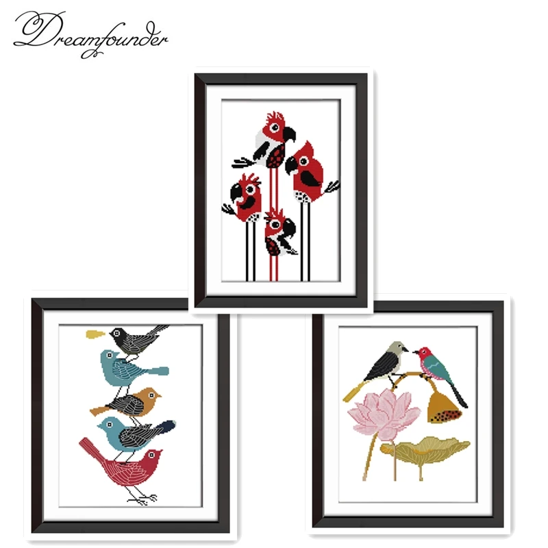 

Набор для вышивки крестиком «Птицы на лотосе», Набор для вышивки крестиком aida 14ct 11ct, напечатанные холщовые стежки для рукоделия «сделай сам»