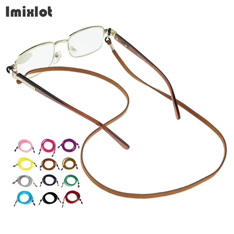 Lunettes en cuir colorées lanières de sangle chaîne de cou lunettes de soleil antidérapantes porte-cordon de lunettes retenue de lunettes