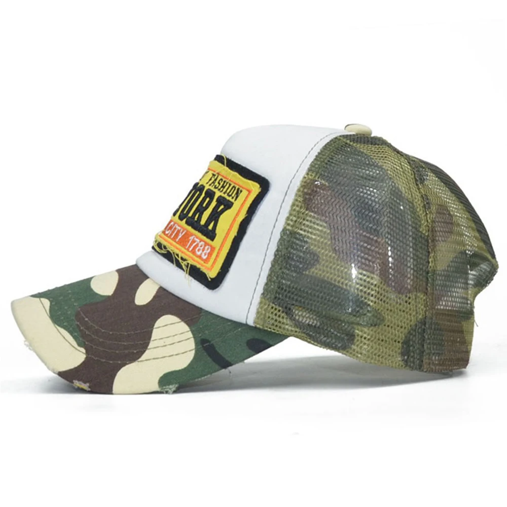 FS Summer Mesh Baseball Cap Camouflage Trucker Hat For Men Women Fashion Hat Letter Embroidery Street Snapback Hip Hop Caps 2024