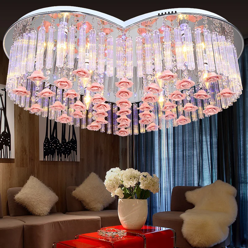 Led ceiling lamp indoor lighting heart-shaped crystal ceiling lamp wedding room bedroom theme living room lamp