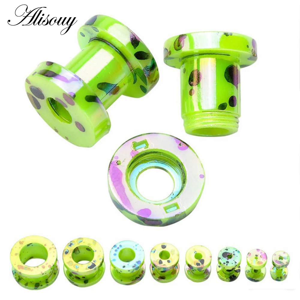 Alisouy 1 Pair Ear expander Body Piercings Acrylic Screw Back Flesh Tunnel Ear Plug Stretcher 2-12 mm printing ear studs plugs