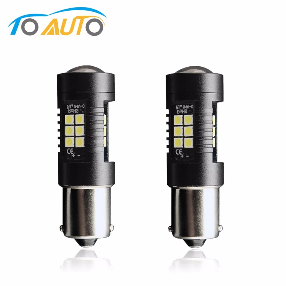 

2pcs 1156 BA15S LED P21W LED Red White Yellow R5W S25 21SMD LED Bulbs Car Lights Stop Parking Light Tail Turn Signal Lamp 12V