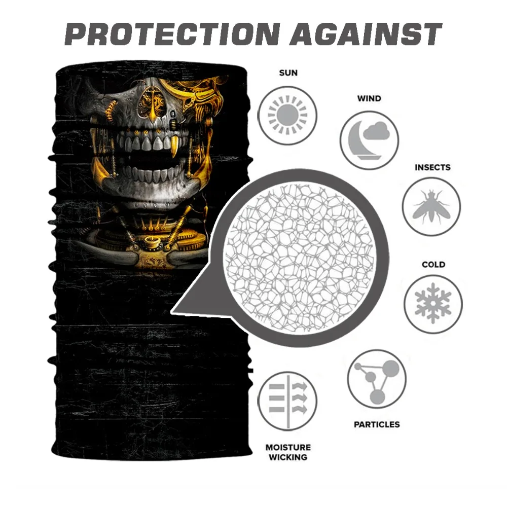 BJMOTO-bufanda de cabeza con protección UV para ciclismo, máscara facial de calavera fantasma, pasamontañas de esquí, diadema, escudo facial, Bandana