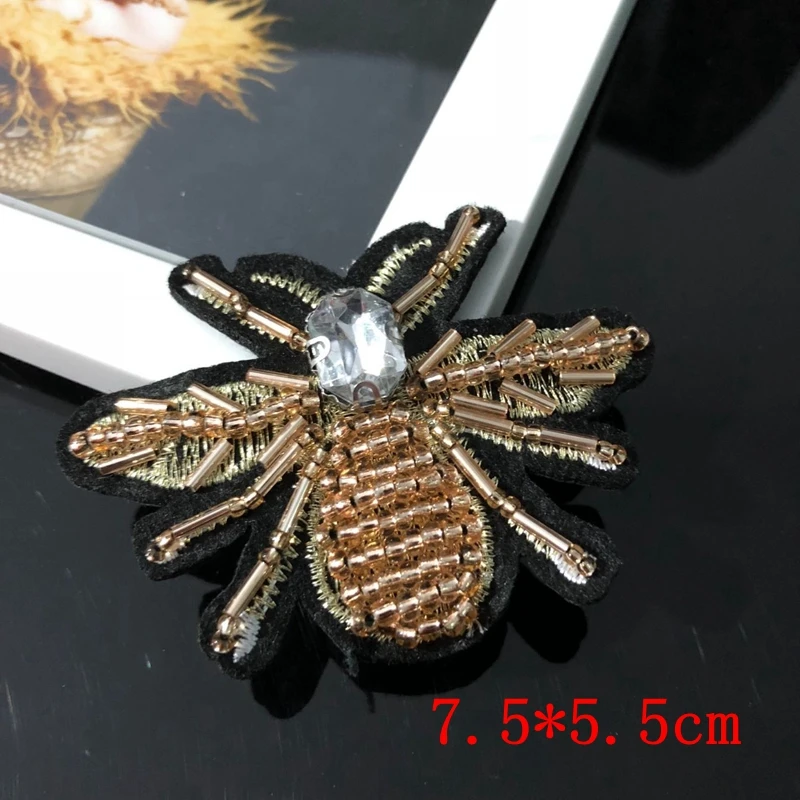 Manuale nail bead paillettes patch stick insect applique zona del ricamo abbigliamento decorazione ape patch Nail perline cucito a mano