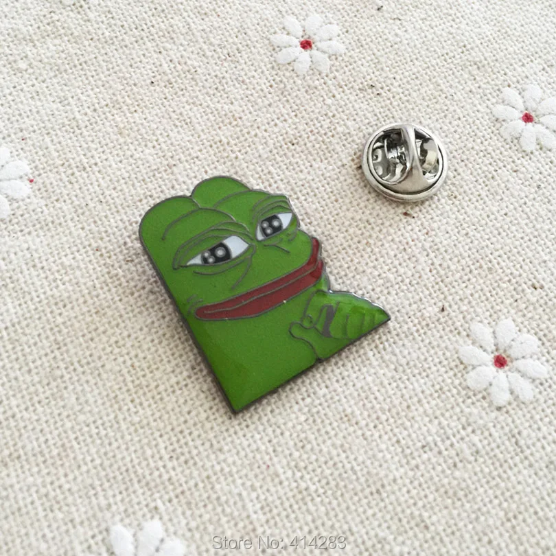 1'' Dank Collector Rare Pepes Green Enamel Pins Badges Metal Craft Pins Popular Meme Smug Frog Lapel Pin