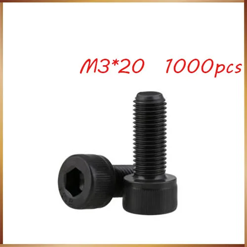 

m3 screws stainless nails,bolts 1000pcs Black Screw M3*20mm Grade 8.8 Hex Socket Head Cap Screw Bolts Stainless Steel Screw