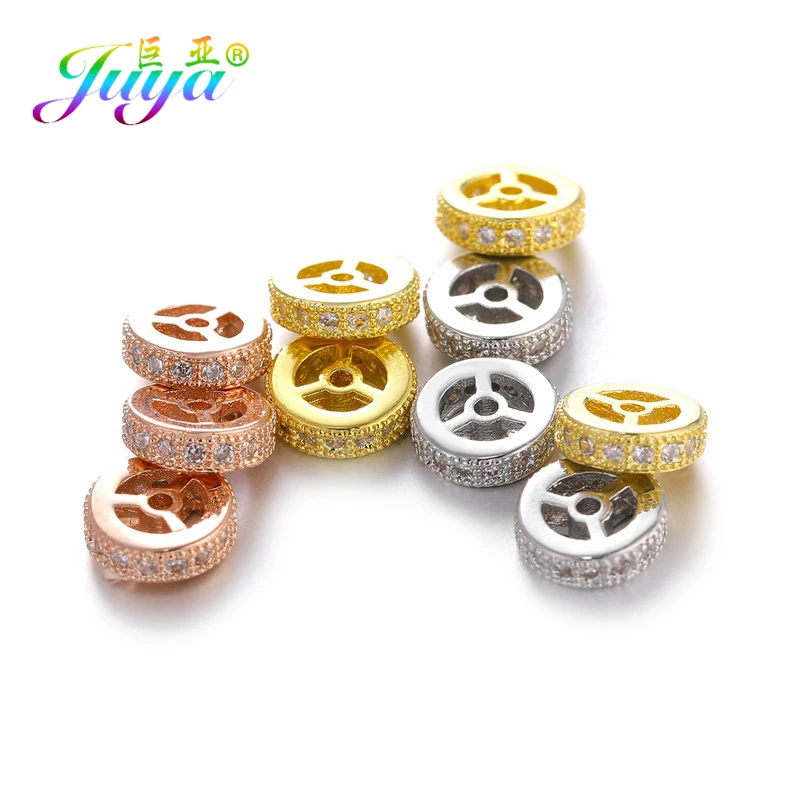 Juya DIY Beadwork Accessories Supplies 8mm Copper Spacer Beads For Needlework Natural Stones Pearls Jewelry Making Material