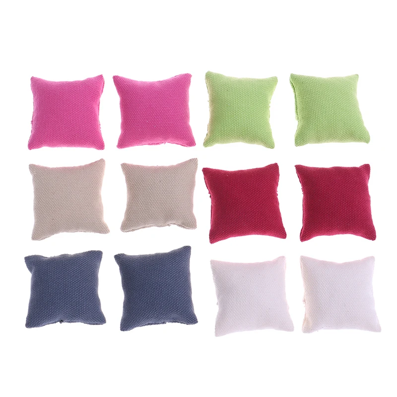 2Pcs/lot Newest Pillow Cushions For Sofa Couch Bed 1/12 Dollhouse Miniature Furniture Toys Without Sofa Chair