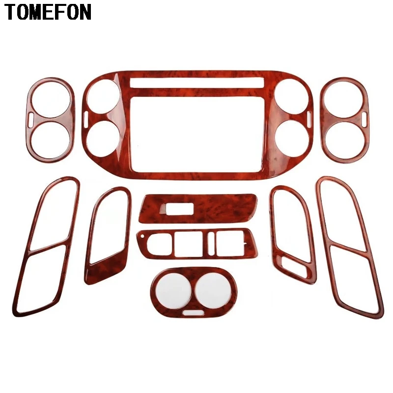 TOMEFON For Volkswagen Tiguan 2010-2017 ABS Interior Front Inner Door Bowl Window Switch Botton AC Vent Trim 10pcs