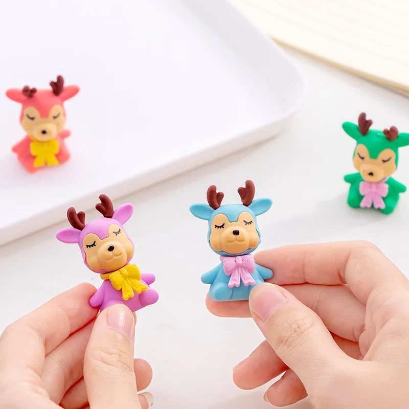 1 Pcs Creative Cartoon Herten Model Rubber Gum Student Rubber Briefpapier Groothandel