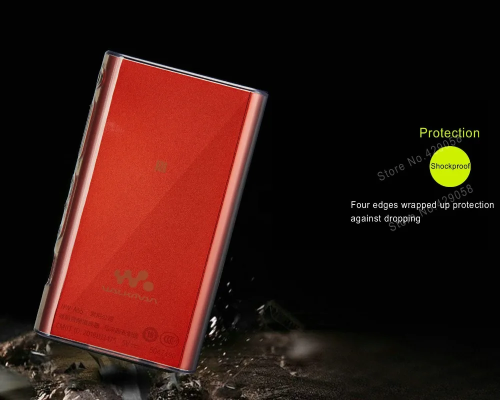 Soft Cover Crystal TPU Clear Case for Sony Walkman NW A55HN A56HN A57HN A50 A55 A56 A57 with Screen Protector and Straps