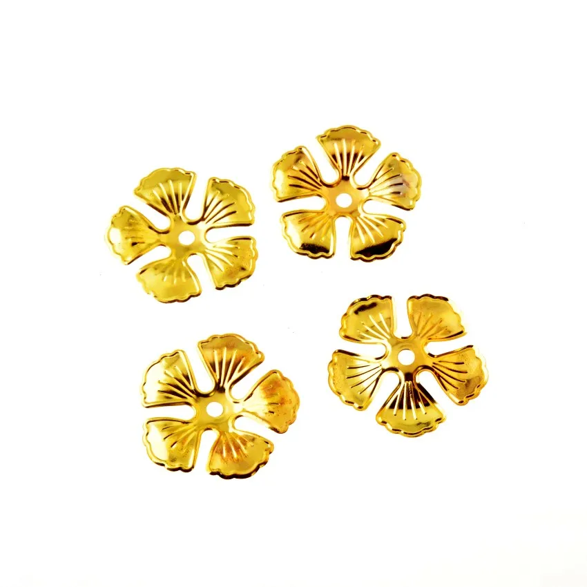 จัดส่งฟรี 10 Pcs Gold tone ดอกไม้ Wraps ตัวเชื่อมต่อโลหะตกแต่งงานฝีมือ DIY ตัวเชื่อมต่อ 36x36 มม.