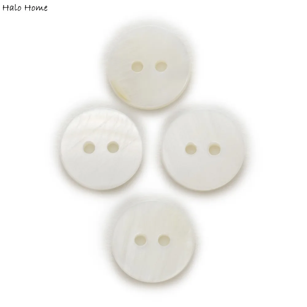 Shell 20pcs 2 Hole White Round Buttons Home Decor Sewing Scrapbooking Clothing 10-18mm Optional