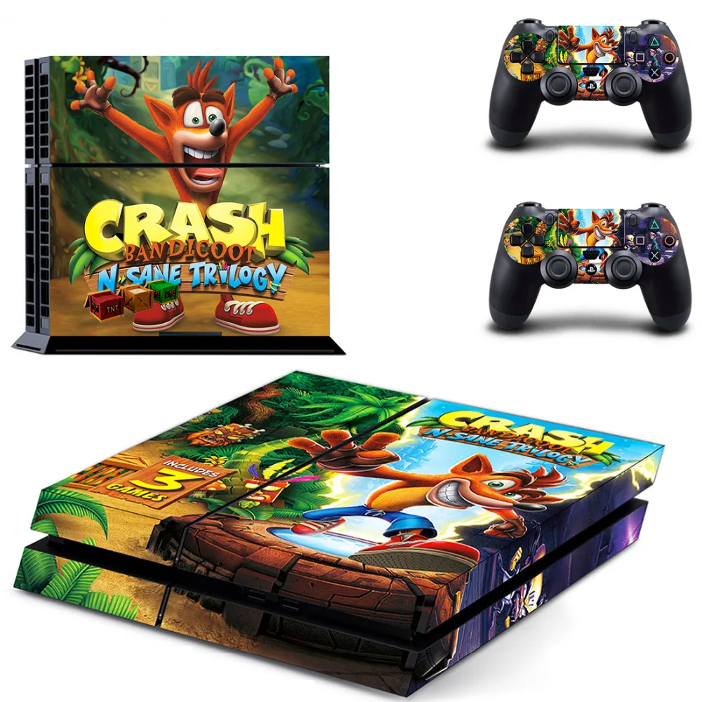 

Crash Bandicoot N Sane Trilogy PS4 наклейка на кожу для Sony PS4 PlayStation 4, консоли и 2 контроллера, наклейки