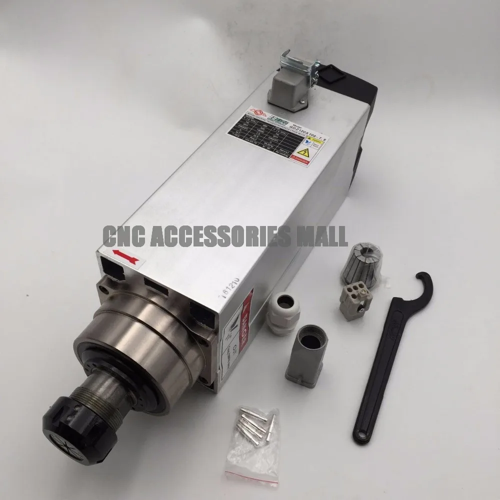 스퀘어 에어 냉각 스핀들 모터, 18000rpm, 7.5KW, 380V, 300Hz, ER32 스핀들 모터, 목공, CNC 라우터용