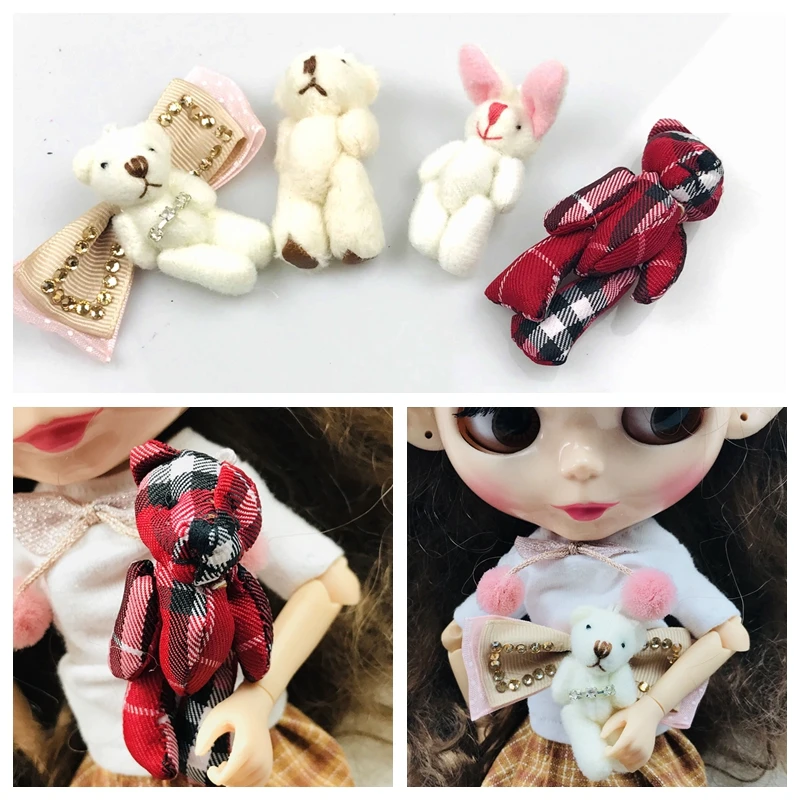 

1PCS Cute 4.5cm/6cm Mini Bear with bowknot 4 Style Photos Props Play Dolls Accessories