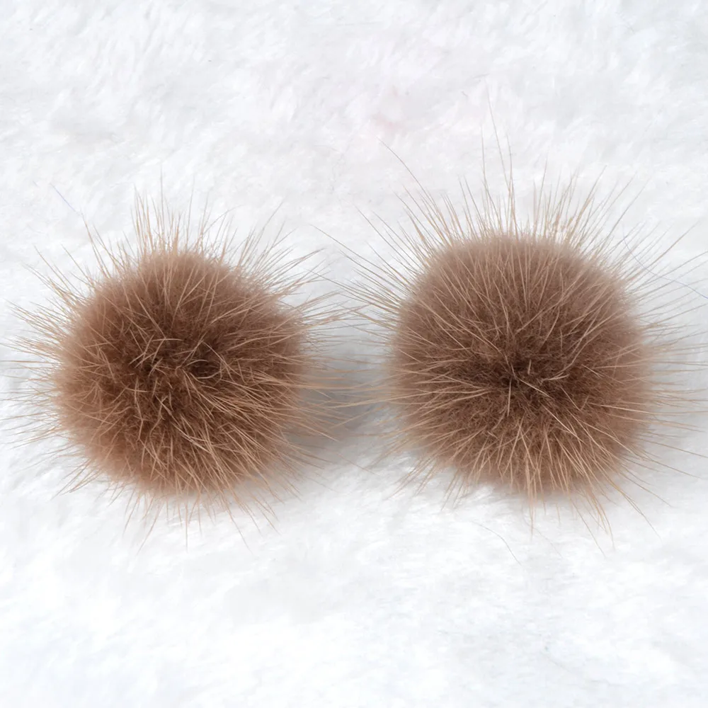 LFPU Candy Color 100% Real Mink Fur Earrings Pompom Ball Stud Earrings For Women Girl Wedding Engagement Banquet Jewelry