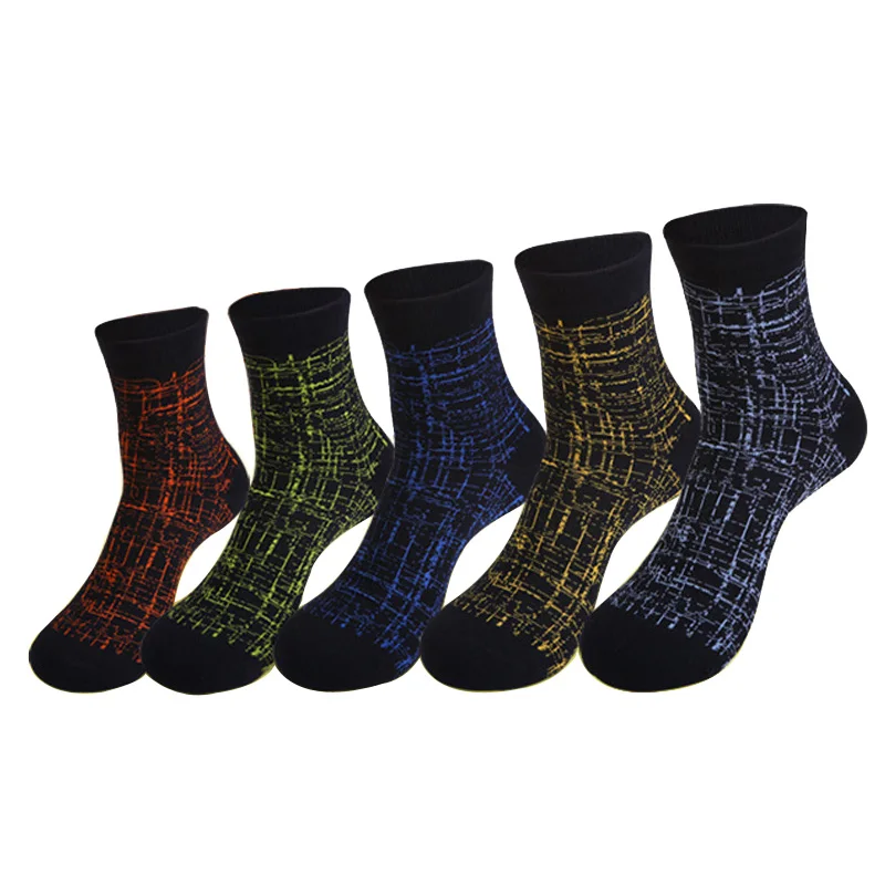 5 Pairs/Lot Seamless Colorful Socks Men Breathable Absorb Sweat Comfortable Casual Cotton Long Socks Male Healthy Gift Hot Sale