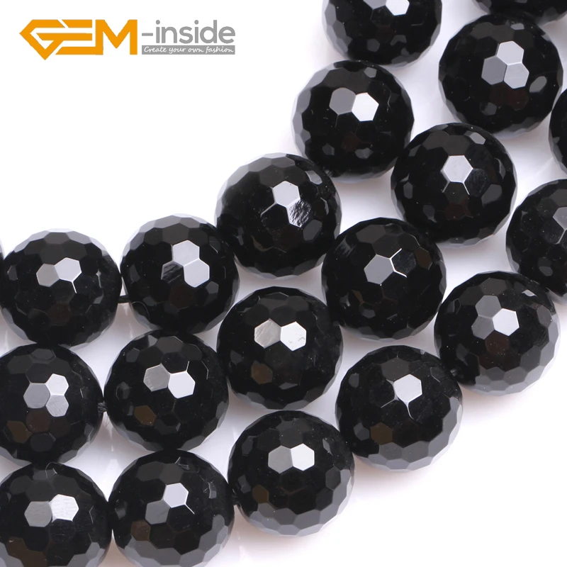 Natural Round Faceted Black Agates Beads For Jewelry Making Beads DIY Beads Bracelets For Women Girl Gifts Wholesale!