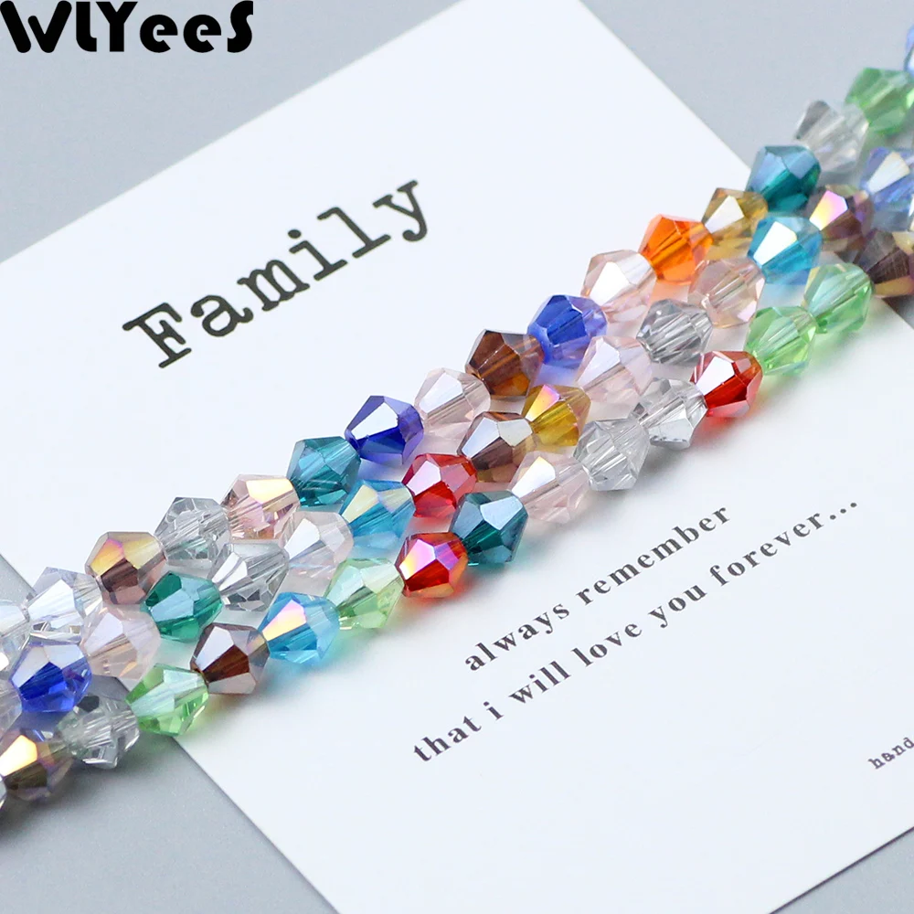 WLYeeS 50pcs Austrian Bicone crystals 6mm bead Faceted Round Glass Spacer Loose Bead for Jewelry Making DIY Bracelet Accessories