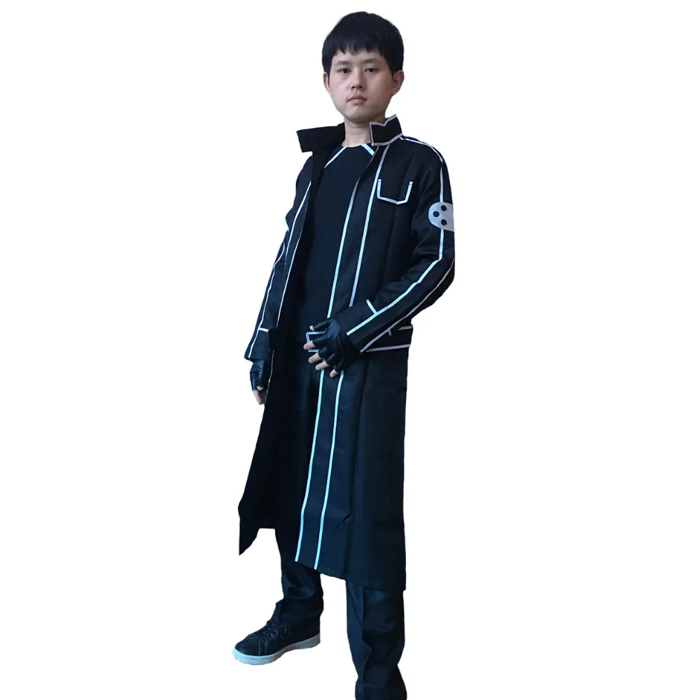 Sword Art Online Kirito Cosplay Costume men's Uniform boys clothes Halloween costumes for men kids Jacket+Shirt+Pants+Belt