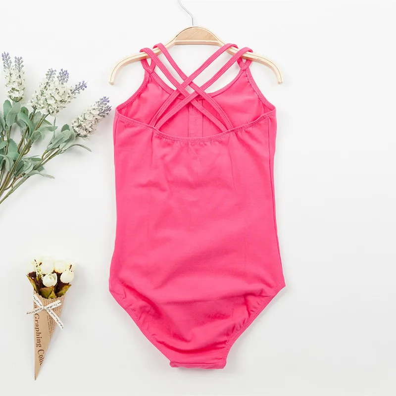 5สี Girls Leotard บัลเล่ต์เต้นรำยิมนาสติกคู่สายเด็กแขนกุดเครื่องแต่งกายบัลเล่ต์ Bodysuit เด็ก Dancewear