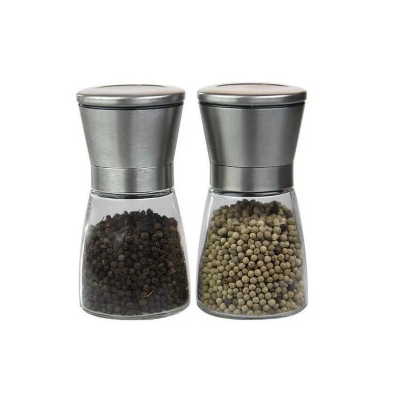 

Pepper Manual Grinder Mill Stainless Steel Glass Salt Spice Mills Adjustable Ceramic Rotor DIY Cooking Kitchen Tool ZA3330