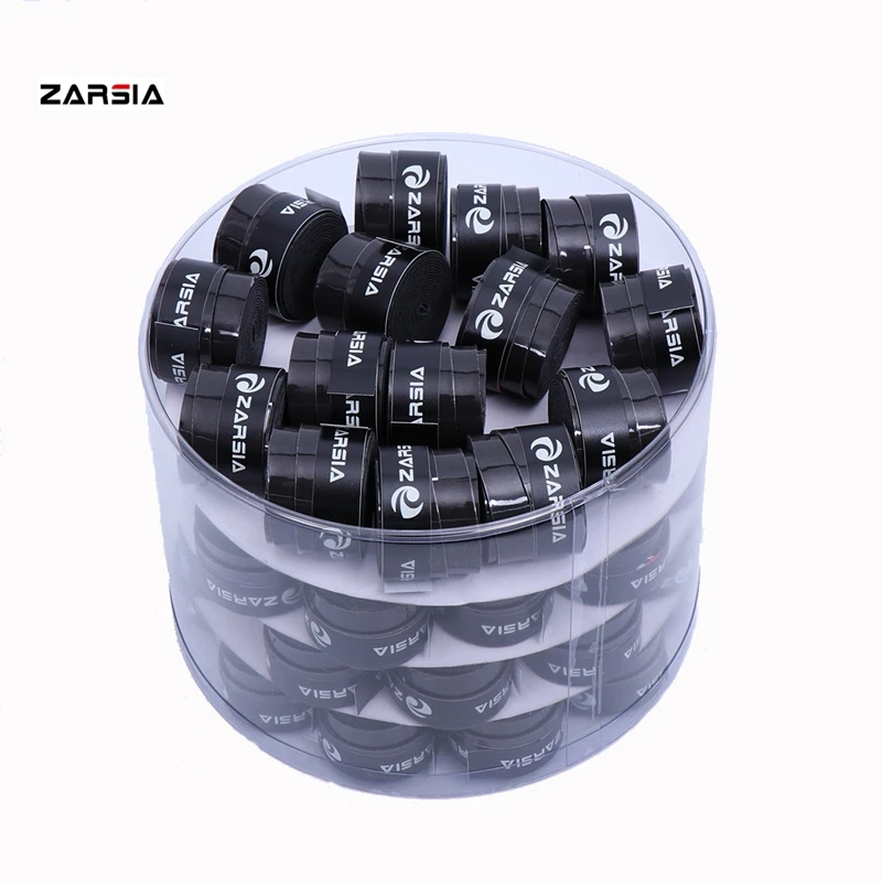 60pcs ZARSIA Sticky feel Tennis Racket Grip Anti-skid  Film Sweatband Badminton Racquets Grips Viscous smooth Overgrip(Black)