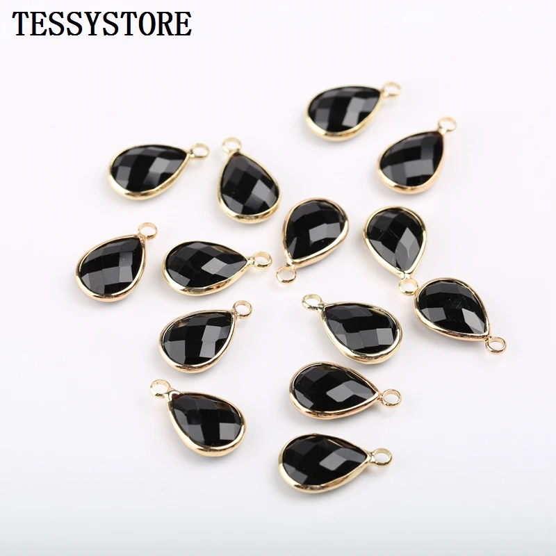 Fashion Glass Water Drop Shape Pendant Copper Quartz Gem Stone Crystal Pendant For Jewelry Making Necklace Bracelet Accessories