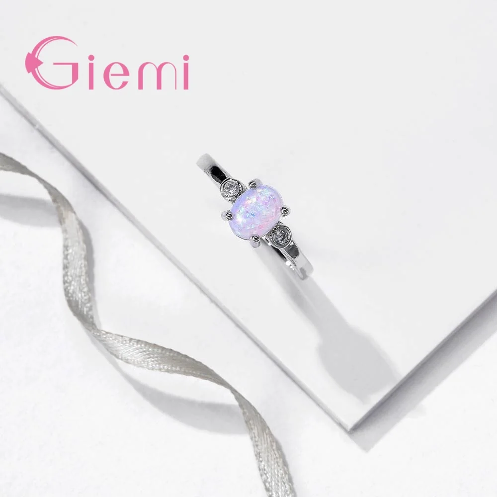 Concise Korea Stype Shiny Oval Opal Rings for Women Finger 925 Silver Jewelry Silver Female Party Wedding Engagement Anel