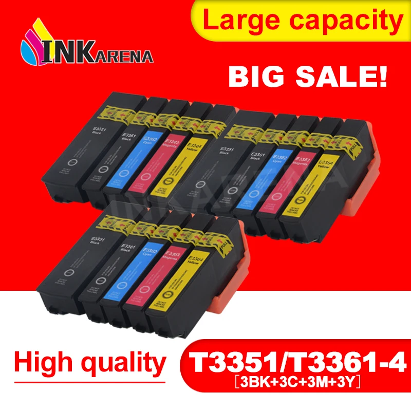 3 Pack 33 33XL T3351 Full Ink Cartridges Compitalbe For Epson XP 900 830 645 640 635 630 540 530 Printer Inkjet Cartridge