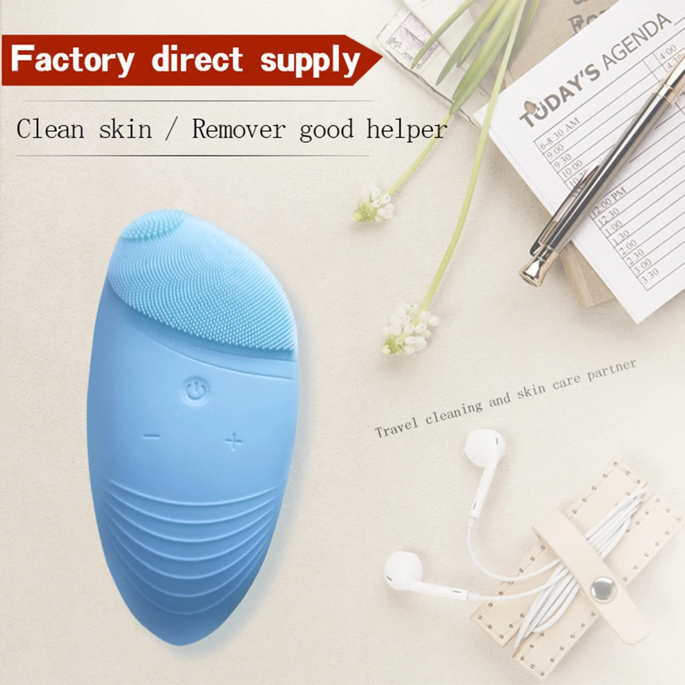 실리콘 소형 전기 실리콘 브러시 소닉 스크러버 진동 페이셜 클렌징 스킨 주걱 뷰티 기기 깨끗한 모공/exfo