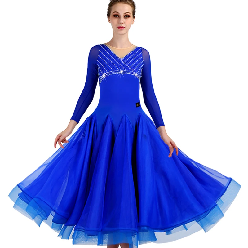 

standard ballroom dress woman ballroom dance competition dresses dance wear woman modern dance costume waltz dress blue MQ101