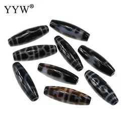 5PCs/Lot Natural Tibetan  Dzi Beads, mixed, 11.5-13x35-38mm, Hole:Approx 2-3mm, Sold By Lot