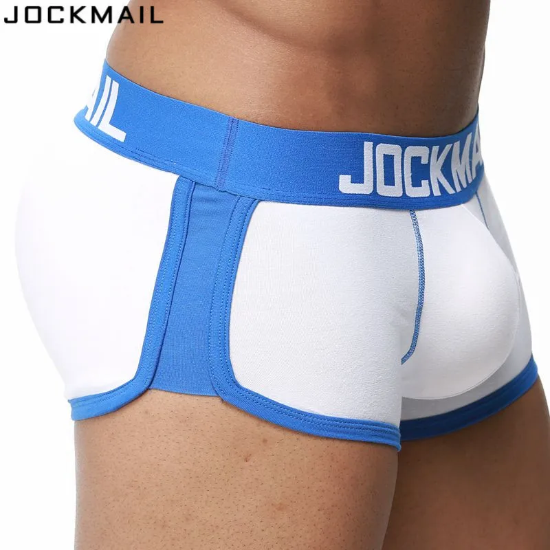 JOCKMAIL Padded Enhancing Men Underwear Boxers with Sexy Gay Penis pad Bulge Enhancing Front + Back Double Removable Push Up Cup