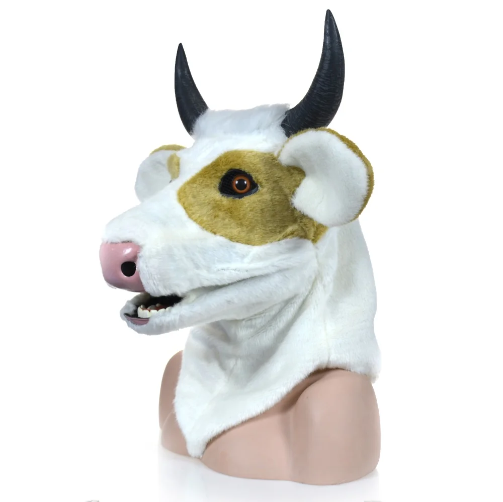 Cow moving mouth mask with fur decorated for Halloween and gatherings fun