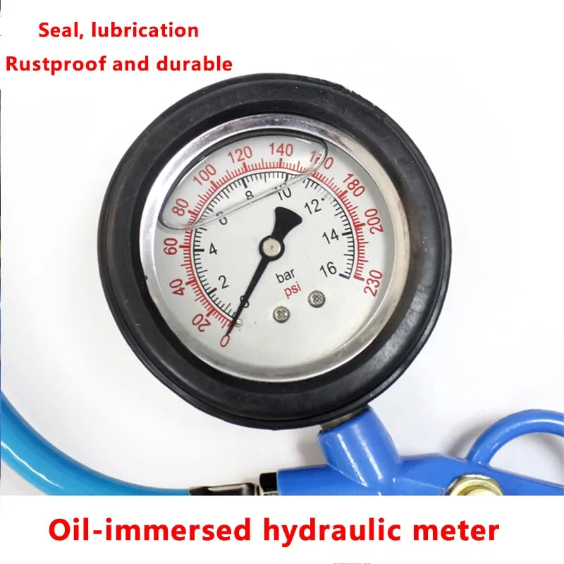 1pcs 0-220psi 0-16bar Hydraulic Tyre Pressure Gauge Tyre Tire Air Pressure Inflator Gauge Meter Tester Manometer