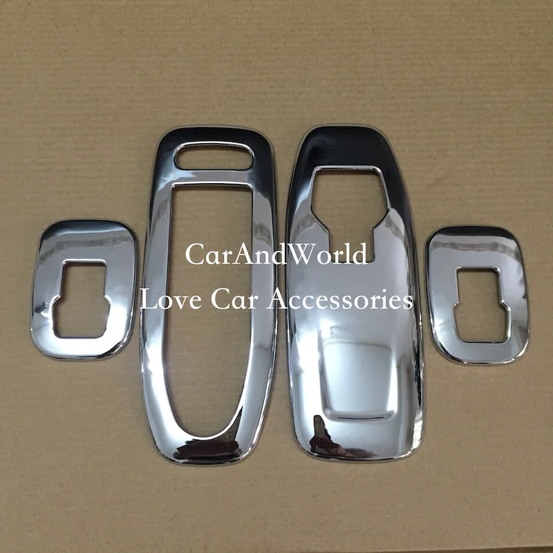 For 2015 2016 Peugeot 2008 Window Glass Switch Cover Trim Door Interior Armrest Decoration ABS Chrome Car-styling Accessories