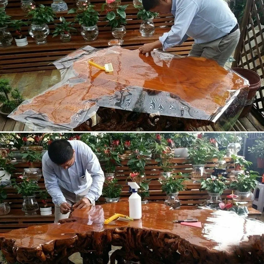 4Mil High Glossy Clear Fumiture Film Oilproof Self-adhesive table cloth Stickers Protective Film Wrap Furniture vinyl