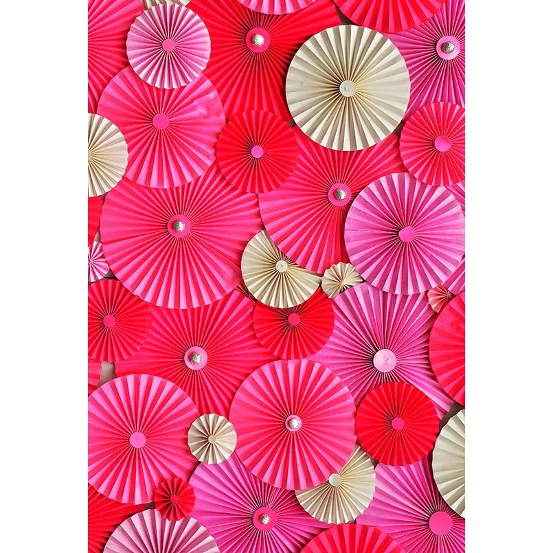 

5x7ft Red Hot Pink Paper Flowers Wall Washable One Piece No Wrinkle Banner Photo Studio Background Backdrop Polyester Fabric