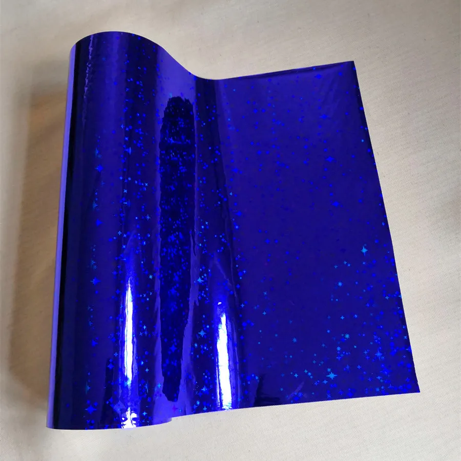 Holographic foil hot stamping foil hot press on paper card label or plastic materials deep blue star pattern heat transfer film