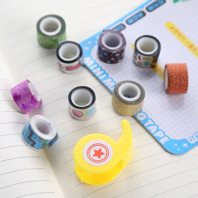 9 Pcs/Set Cute Mini Glittering Adhesive Tape Washi Tape DIY Decoration Sticker Label Masking Tape