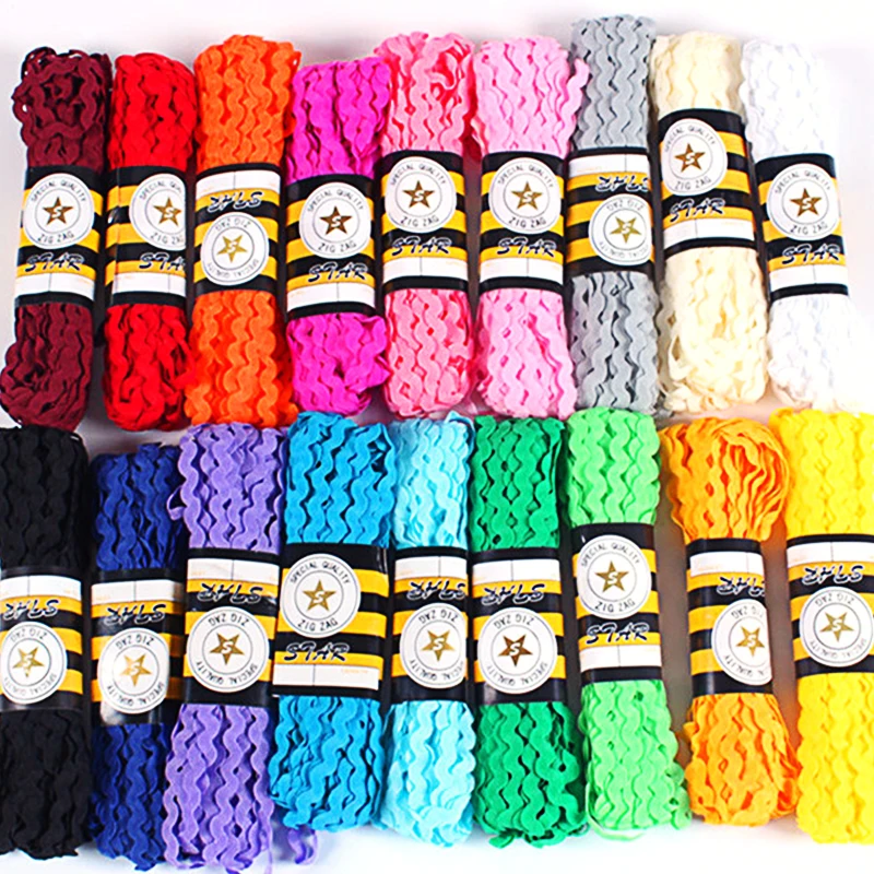 Ruban en terylène multicolores de 15 mètres, ruban à dentelle en zigzag pour patchwork, décoration de fête, fournitures artisanales DIY, largeur 5 mm