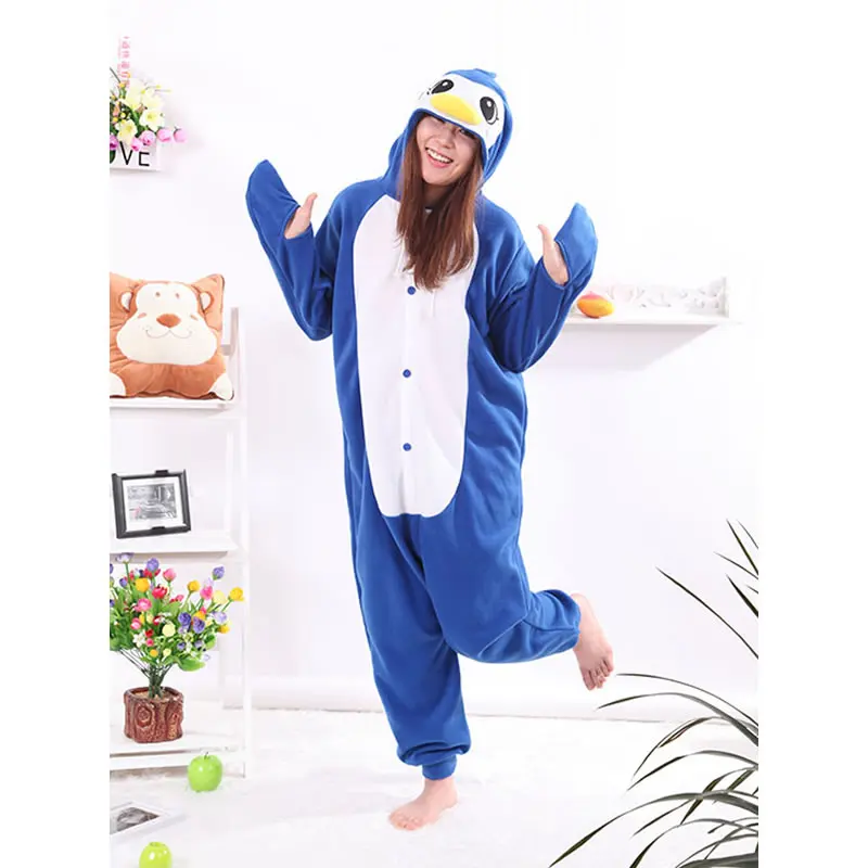 EIGHT UP Blue Penguin Onesies Unisex Adult Pajamas Kigurumi Cosplay Costumes Animal Onesie Sleepwear Jumpsuit For Male Famale