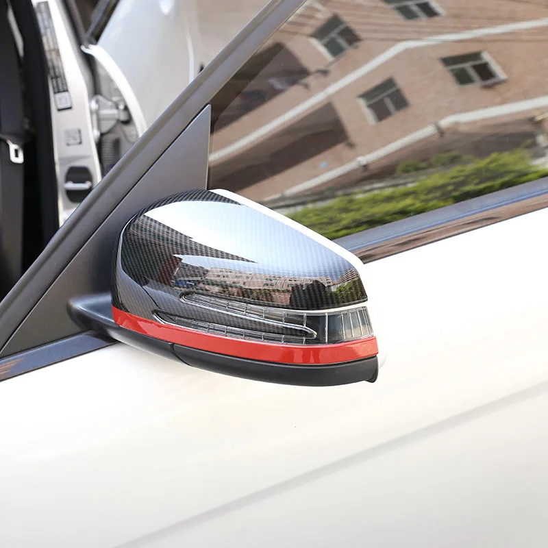 2x z włókna węglowego czerwony styl dla Mercedes Benz CLA GLA GLK Class W176 W117 X156 X204 ABS boczne zewnętrzne lusterko wsteczne pokrywa