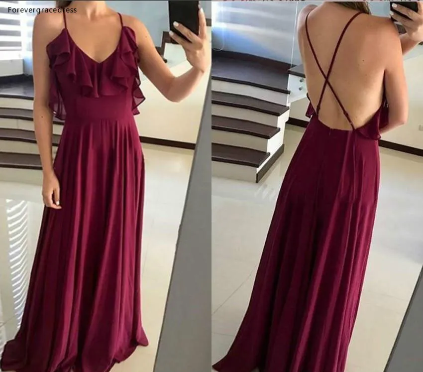 A Line Prom Dress Cheap Burgundy Western Summer Country Garden Formal Party Guest Maid of Honor Gown Plus Size