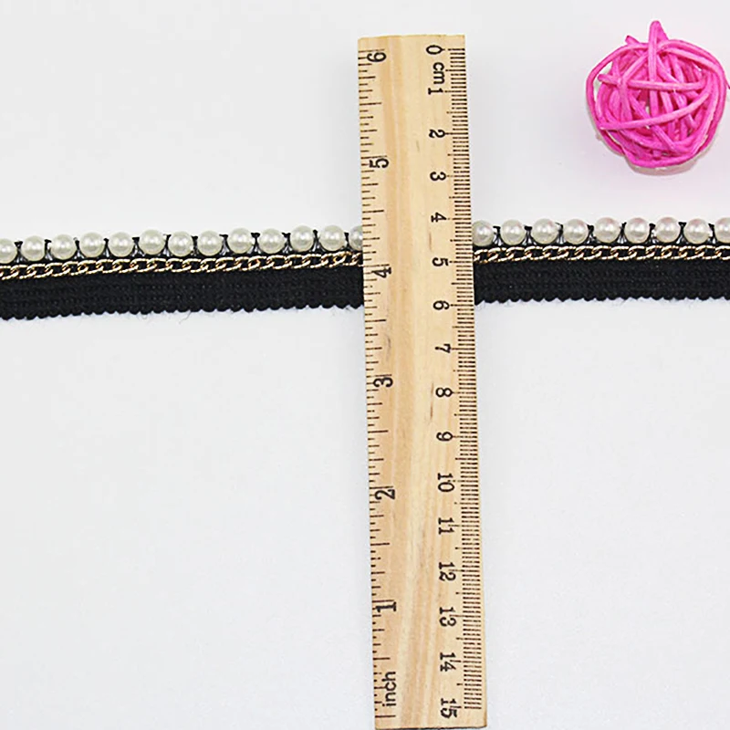 Hot Sale Pearl Chain Lace Ribbon Tape width 20MM lace fabric Trim Ribbons for DIY Sewing Garments Handmade Clothing Accessories