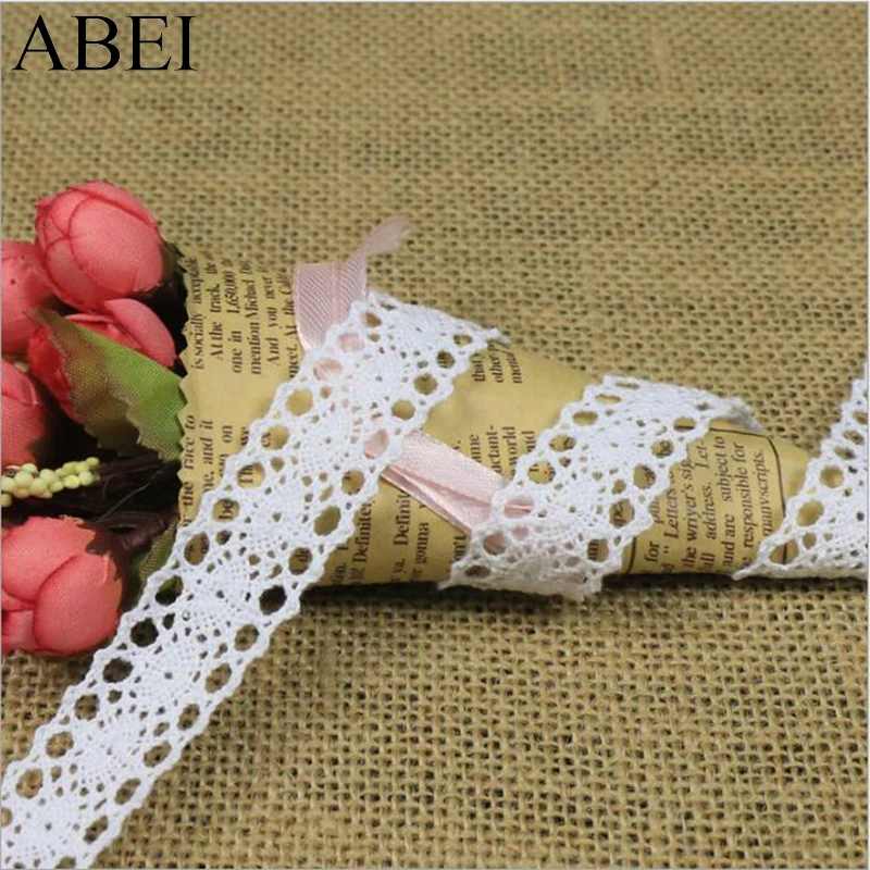 20yards/lot White Cotton Lace Trims Embroidered Beige Black Natural Cotton lace Fabric Material Scrapbooking Wedding Decors DIY